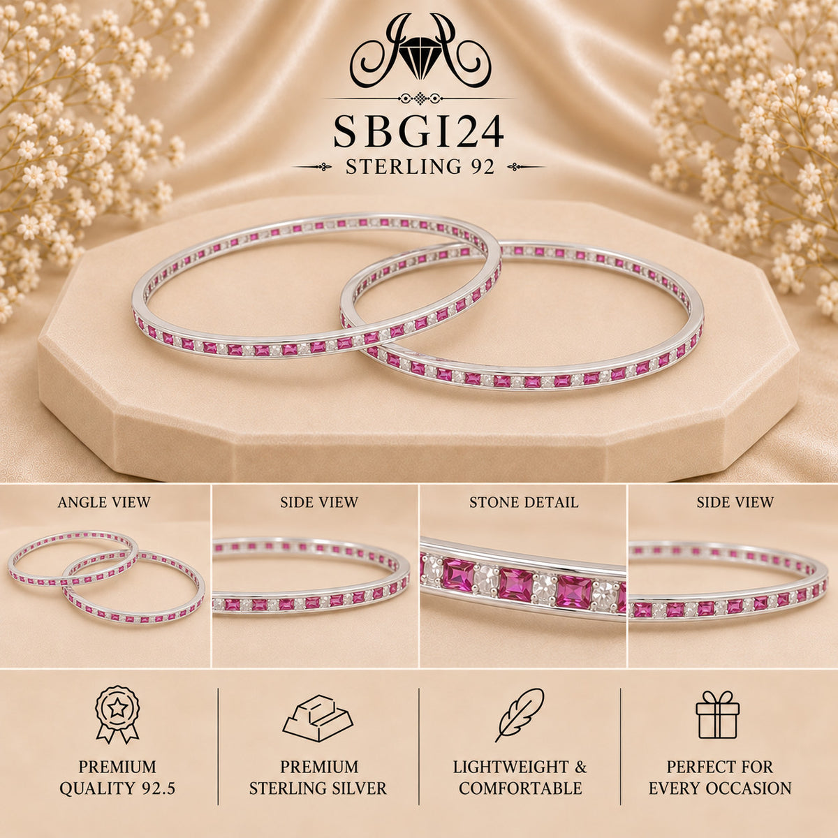 SBGI24 Sterling Silver Bangles collage