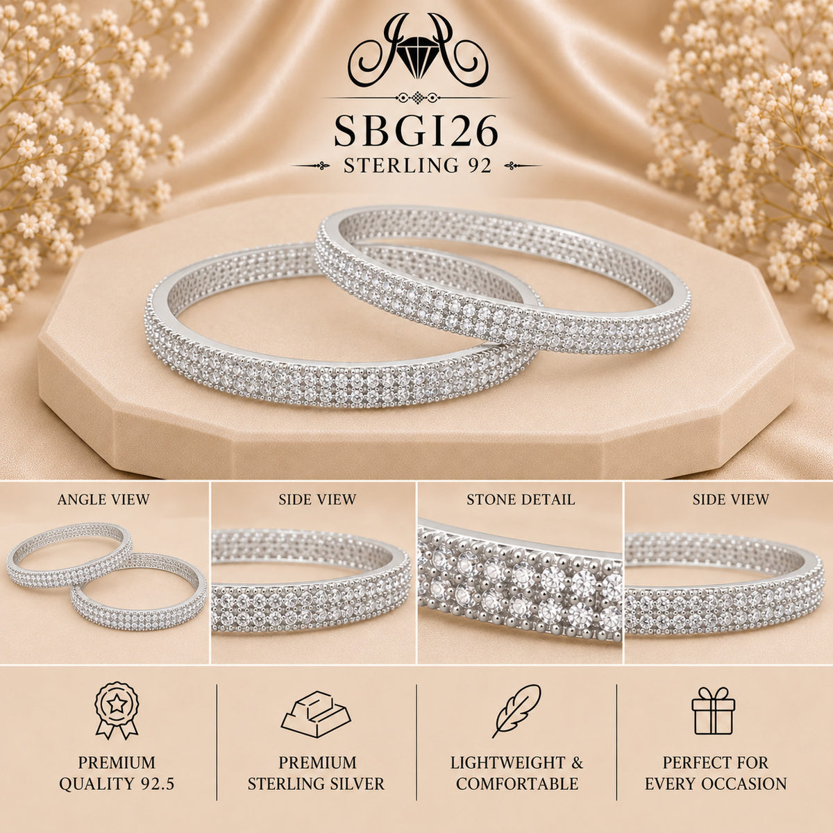 SBGI26 Sterling Silver Bangles collage