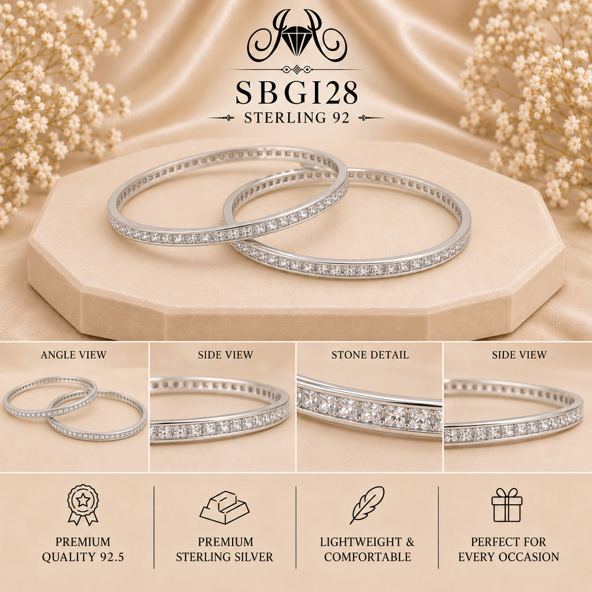 SBGI28 Sterling Silver Bangles collage