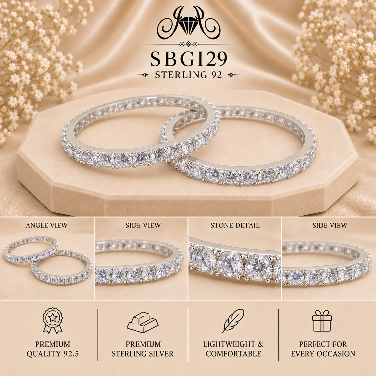 SBGI29 Sterling Silver Bangles collage