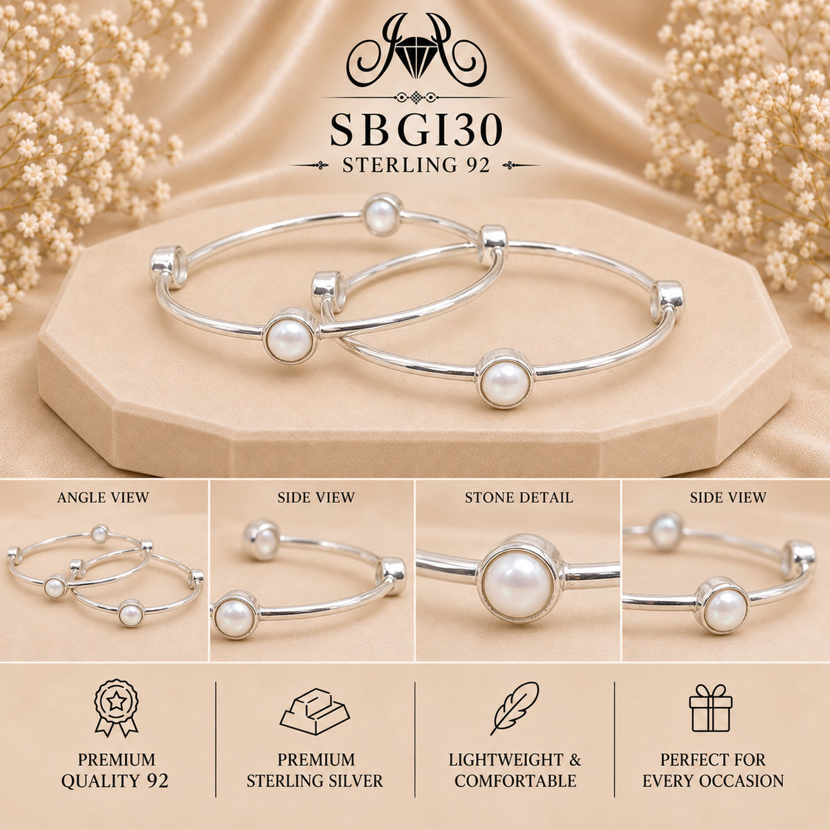 SBGI30 Sterling Silver Bangles collage
