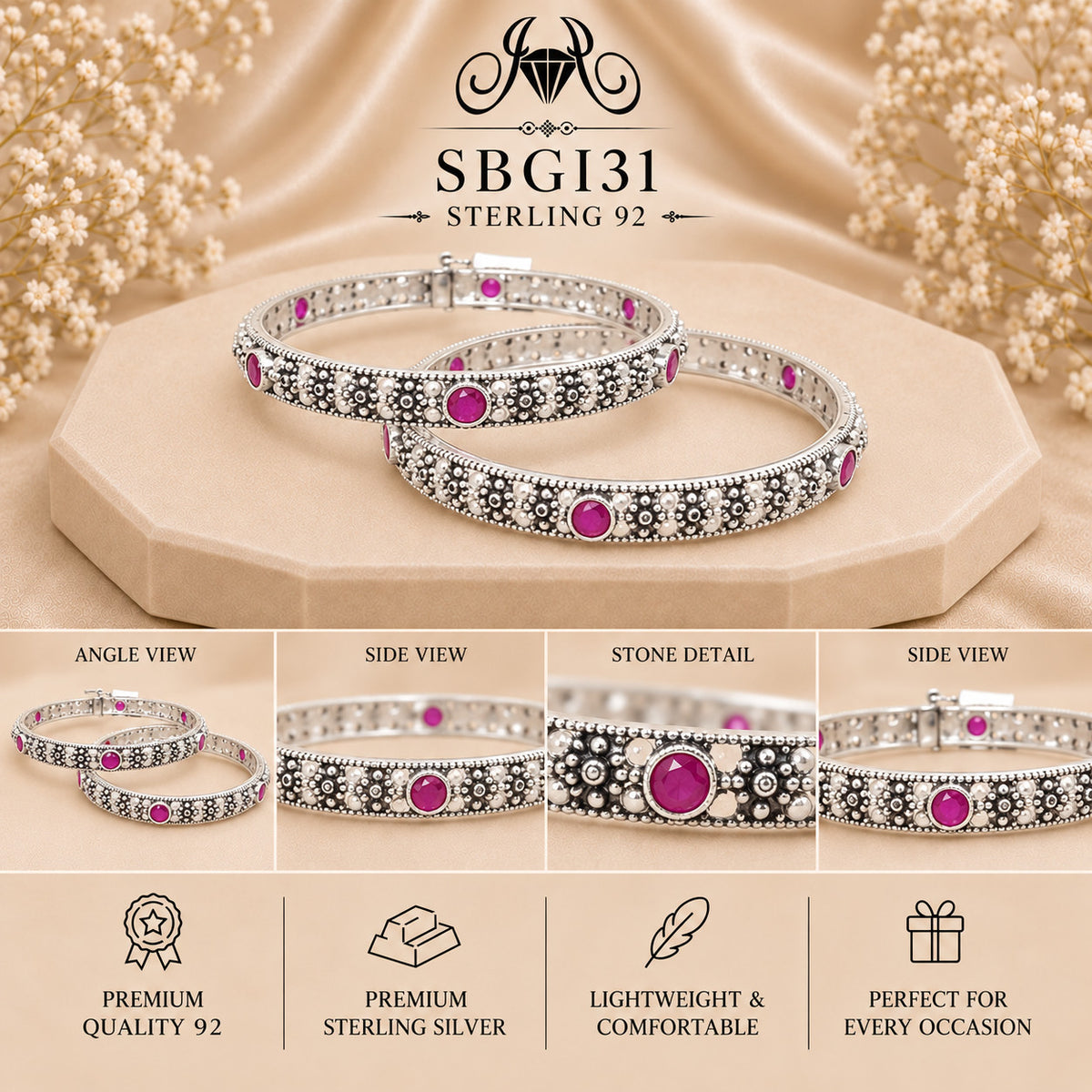 SBGI31 Sterling Silver Bangles collage