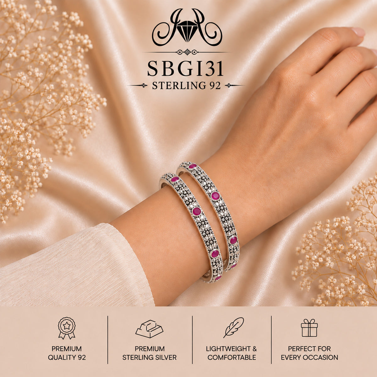 SBGI31 Sterling Silver Bangles wearing