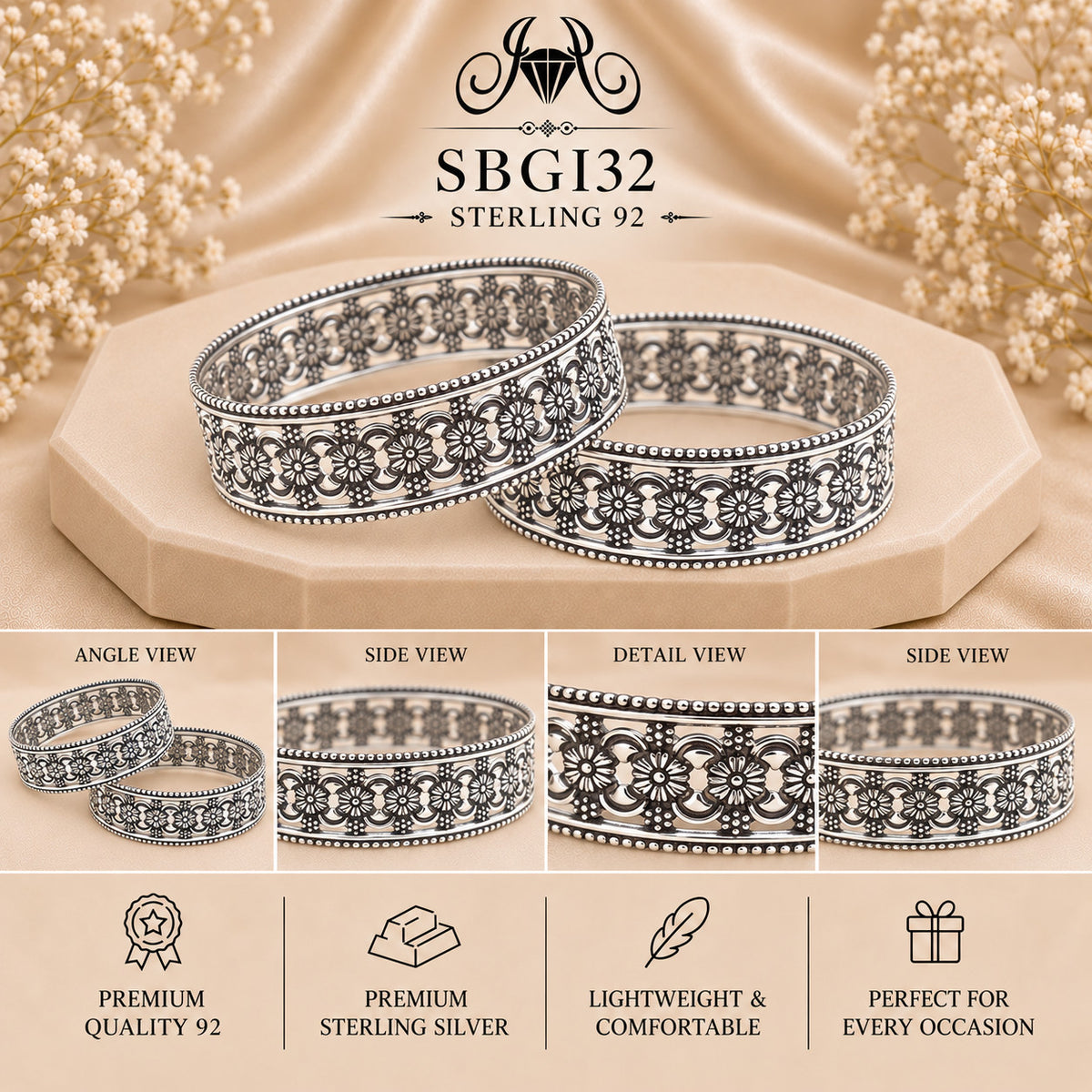 SBGI32 Sterling Silver Bangles collage