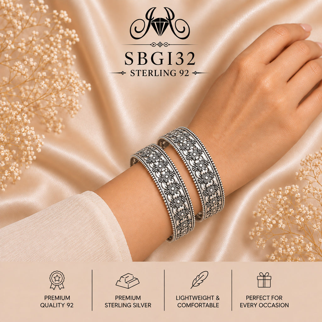 SBGI32 Sterling Silver Bangles wearing