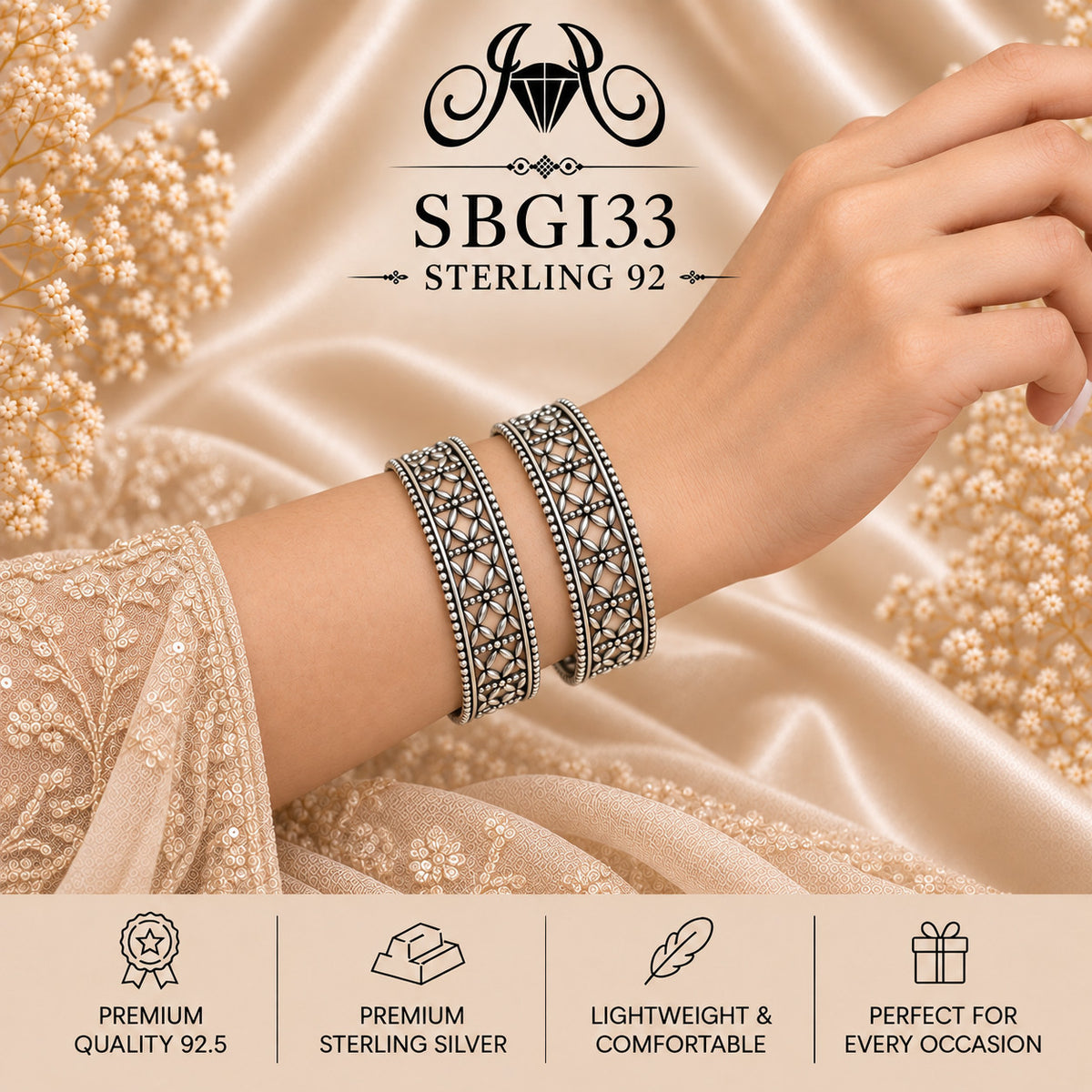 SBGI33 Sterling Silver Bangles wearing