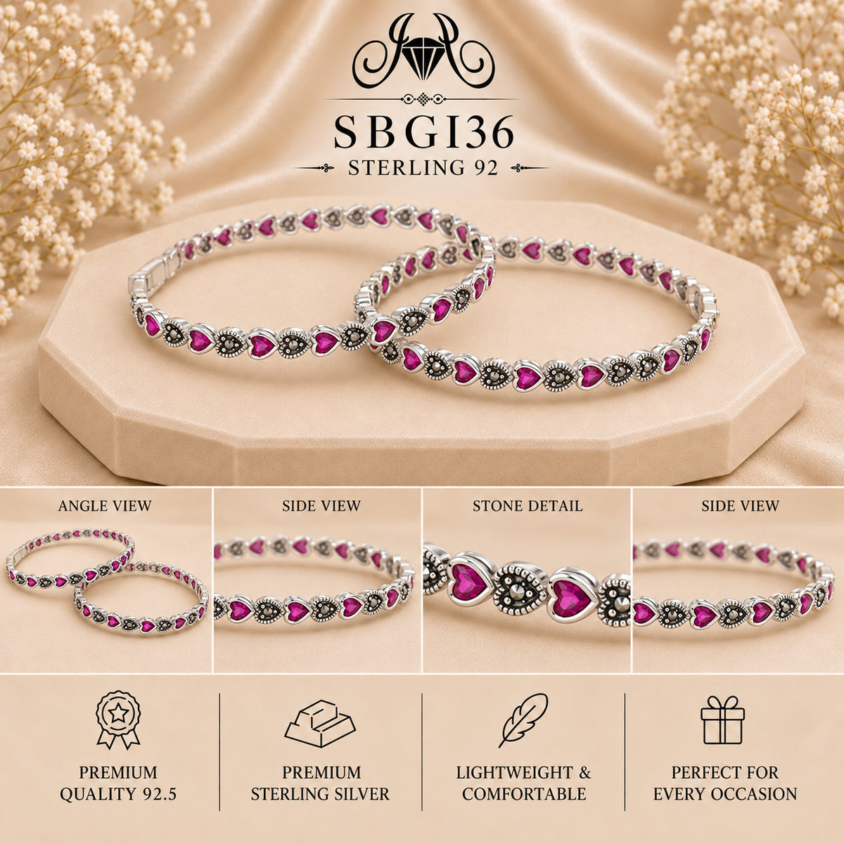 SBGI36 Sterling Silver Bangles collage