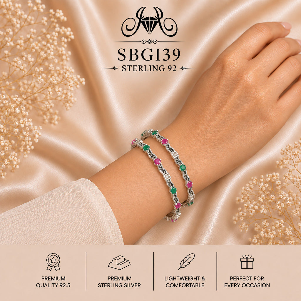 SBGI39 Sterling Silver Bangles wearing