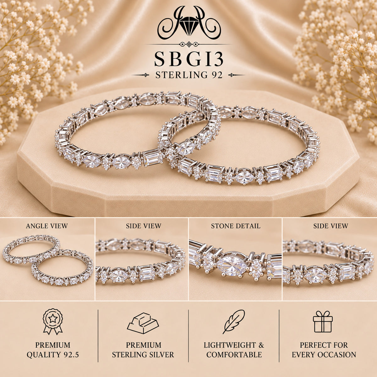 SBGI3 Sterling Silver Bangles collage