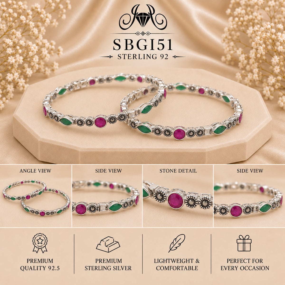 SBGI51 Sterling Silver Bangles collage
