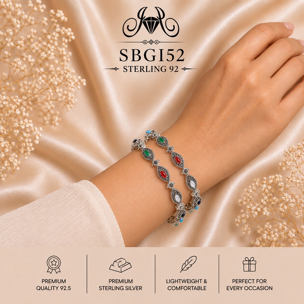 SBGI52 Sterling Silver Bangles wearing