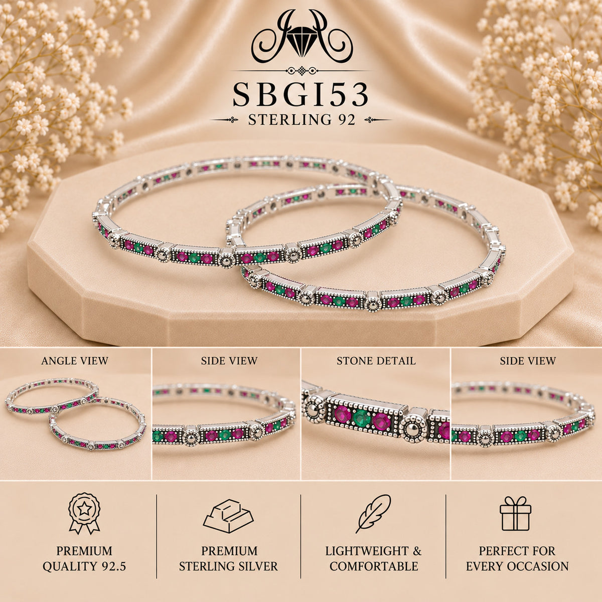 SBGI53 Sterling Silver Bangles collage