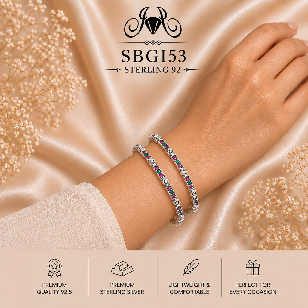 SBGI53 Sterling Silver Bangles wearing
