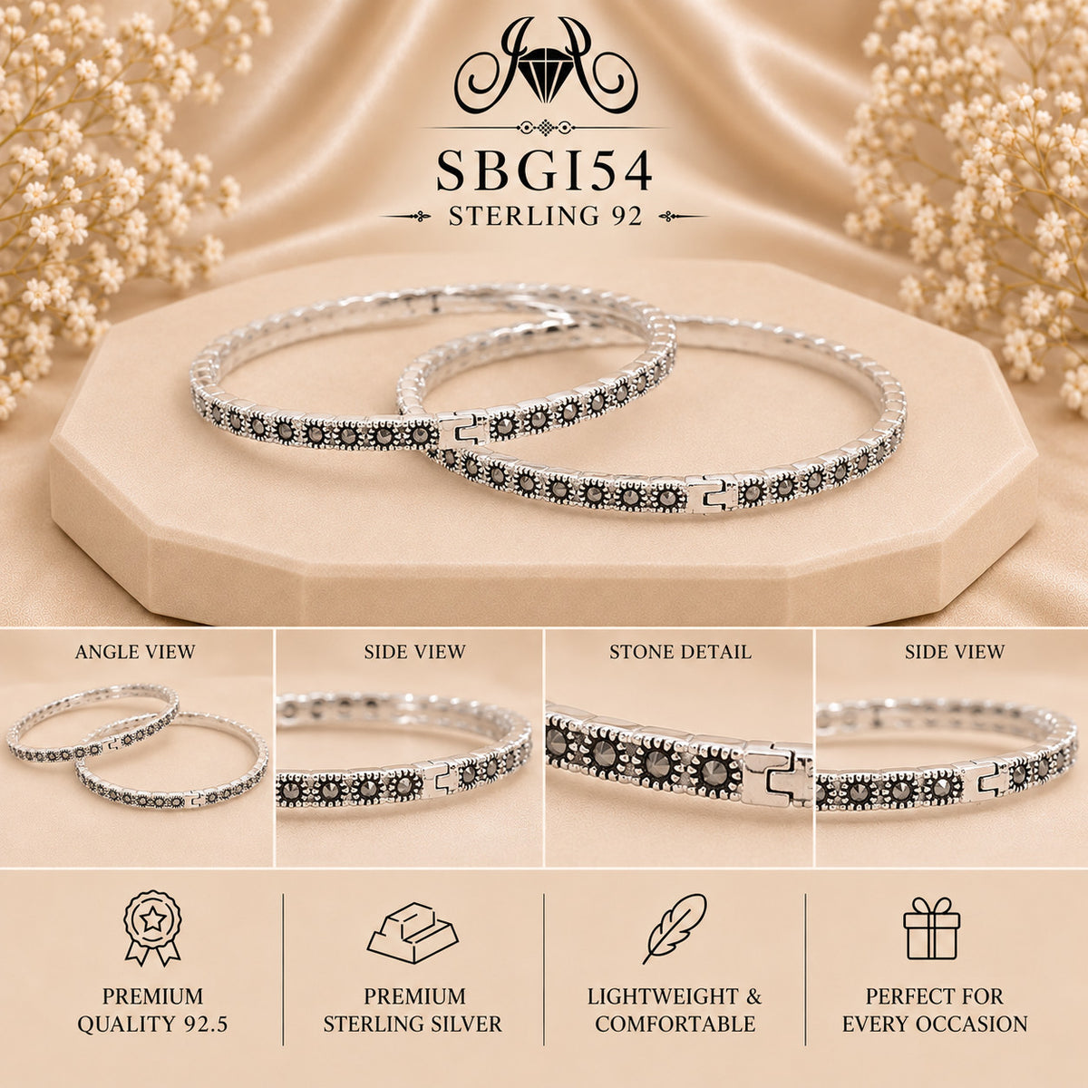 SBGI54 Sterling Silver Bangles collage