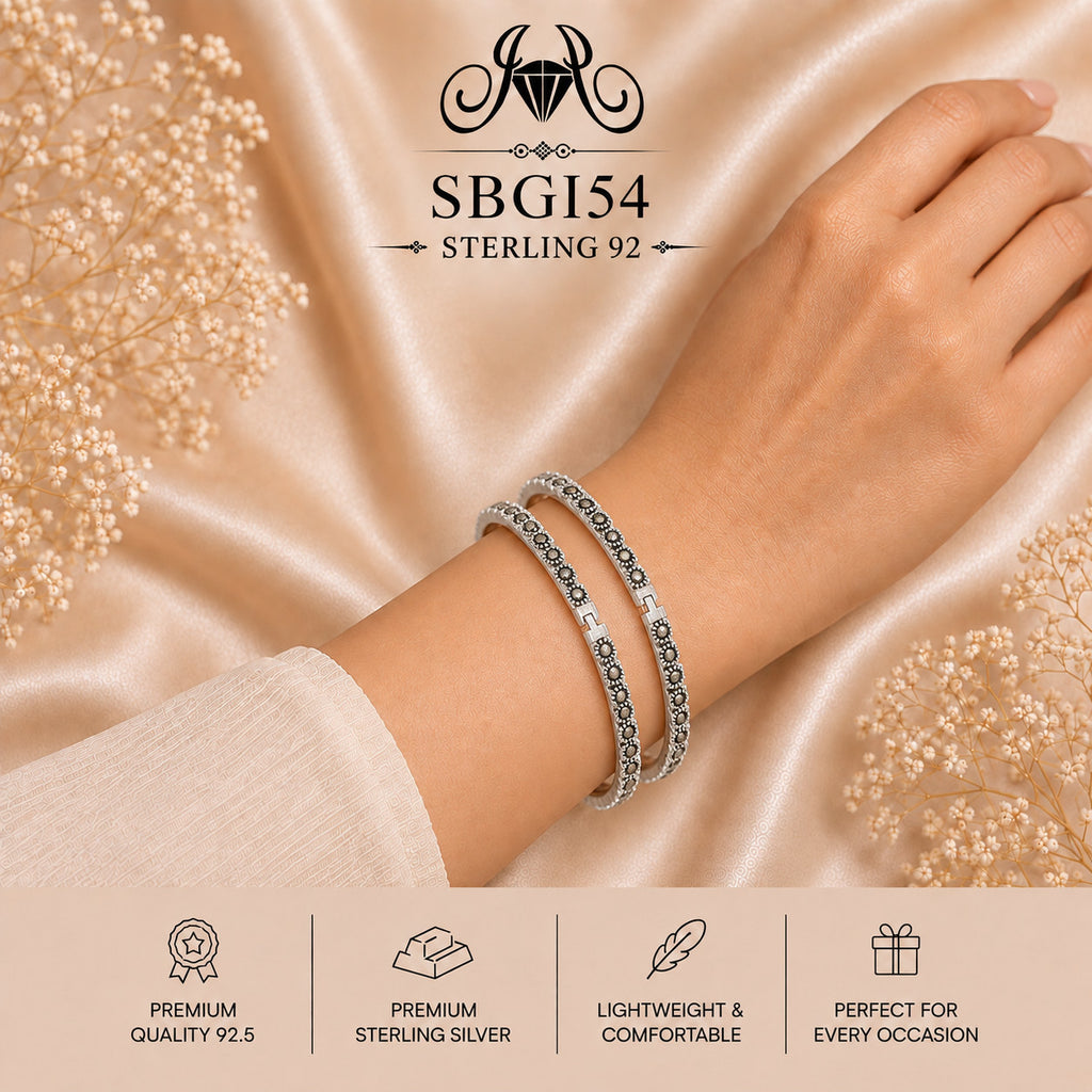 SBGI54 Sterling Silver Bangles wearing