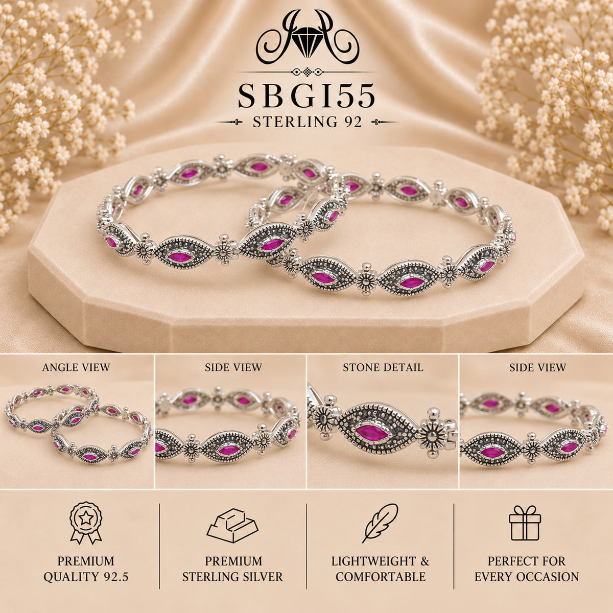 SBGI55 Sterling Silver Bangles collage