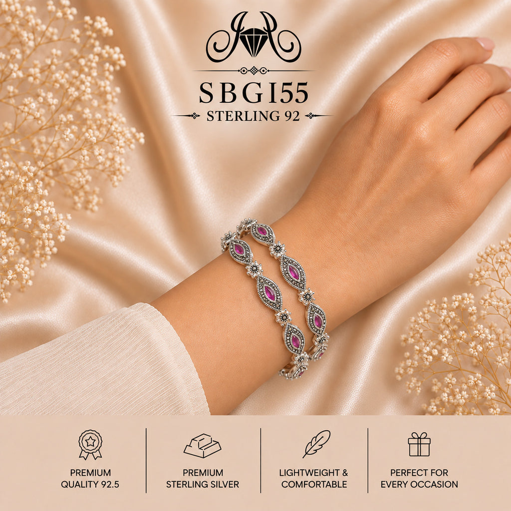 SBGI55 Sterling Silver Bangles wearing