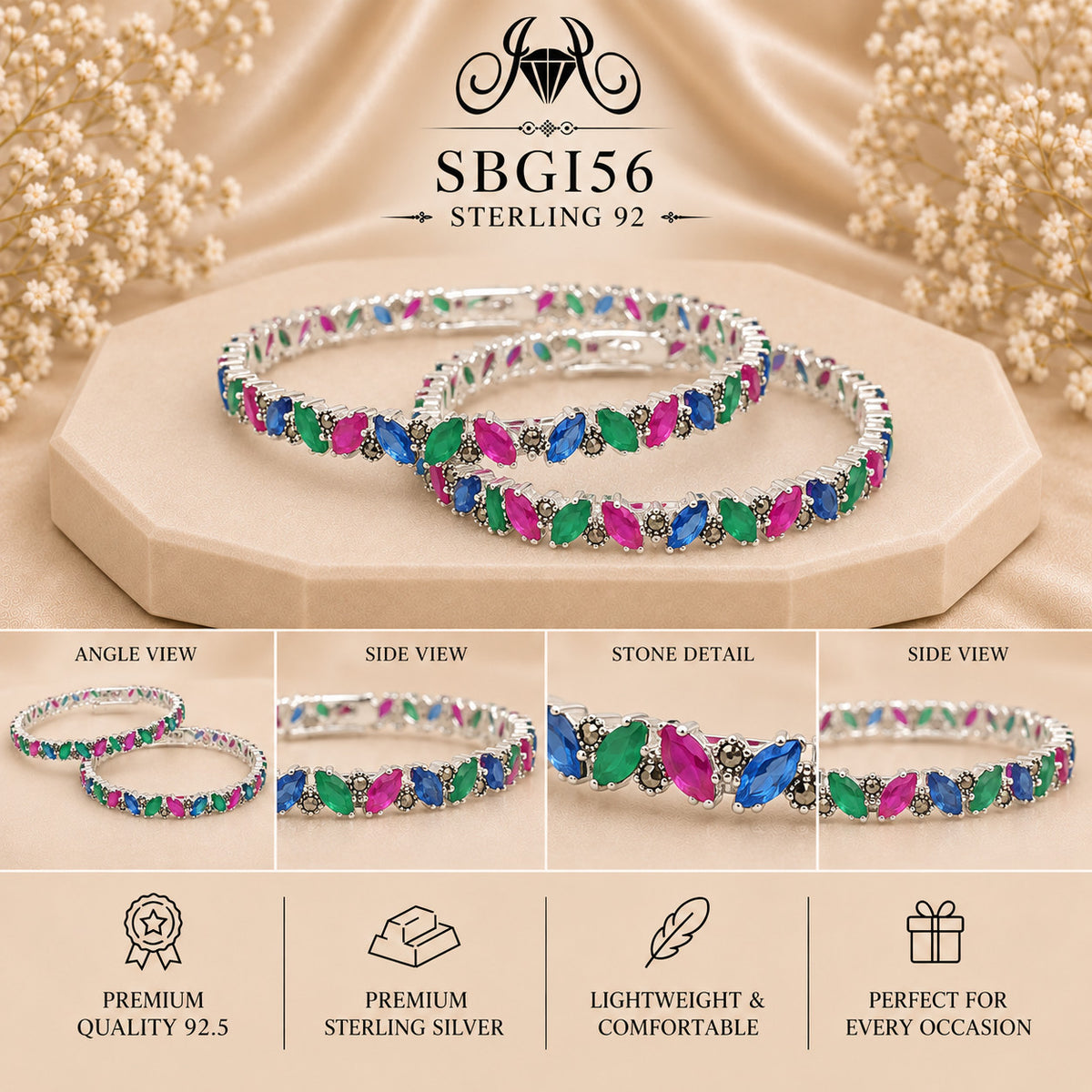 SBGI56 Sterling Silver Bangles collage