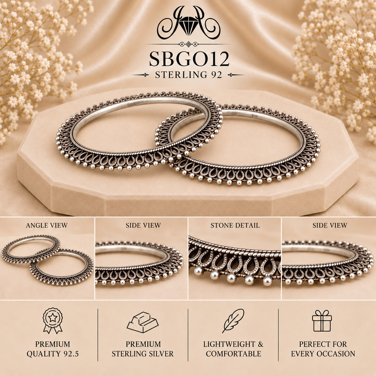 SBGO12 Sterling Silver Bangles collage