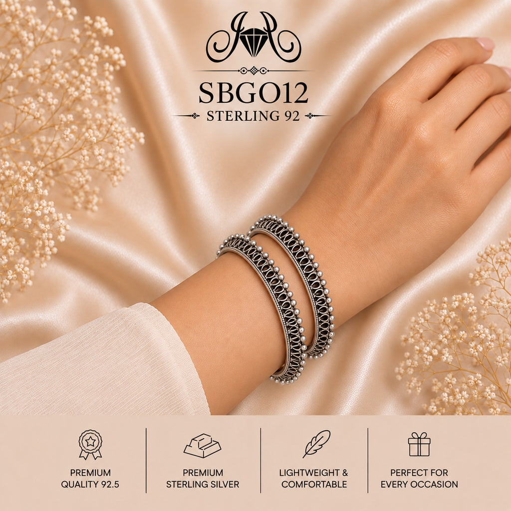 SBGO12 Sterling Silver Bangles wearing