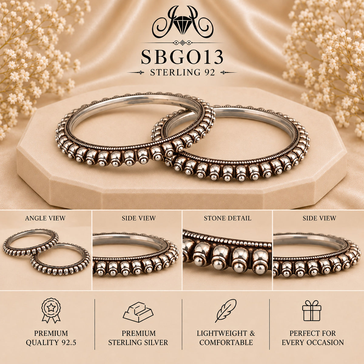 SBGO13 Sterling Silver Bangles collage