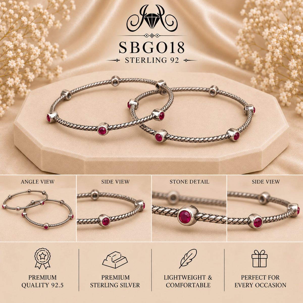 SBGO18 Sterling Silver Bangles collage