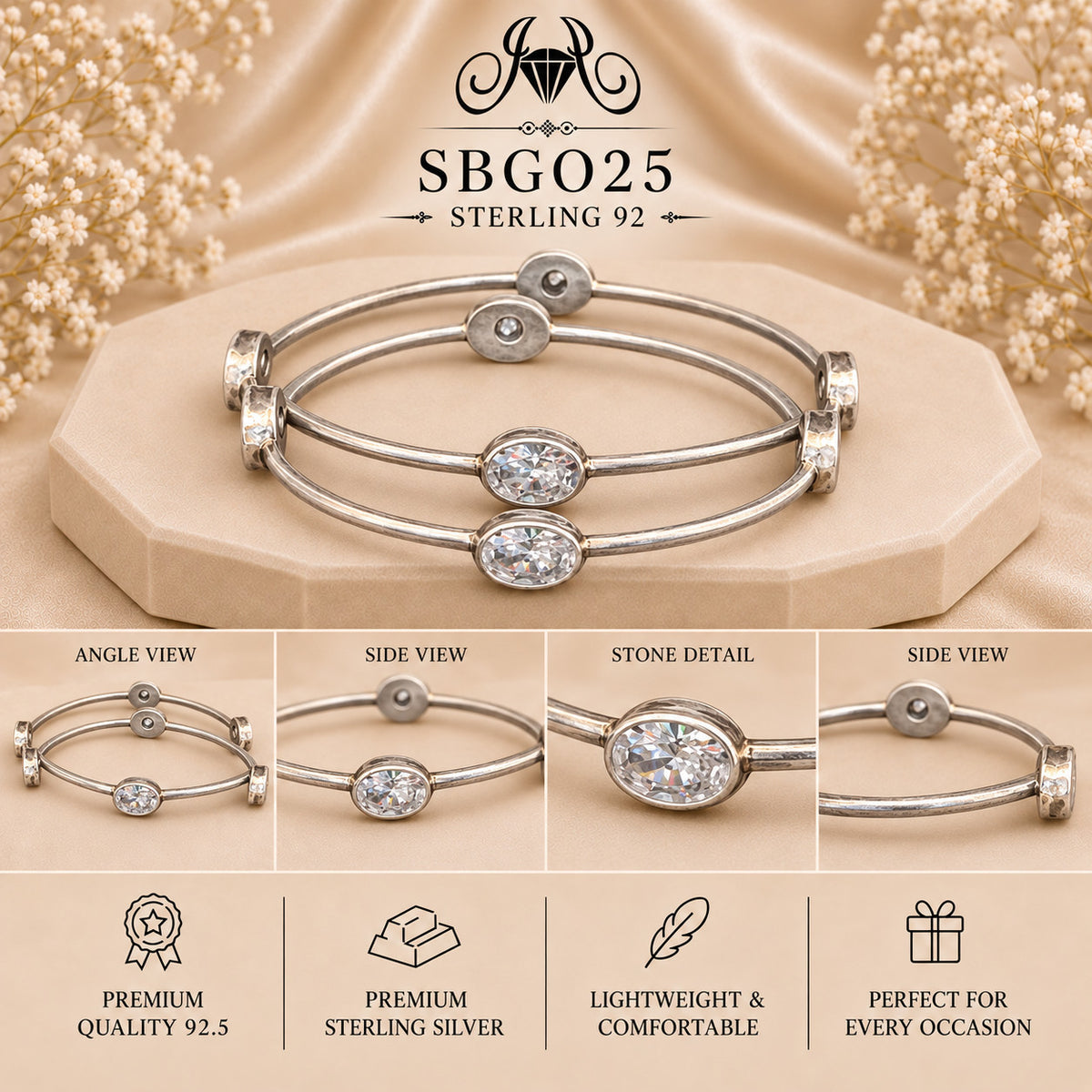 SBGO25 Sterling Silver Bangles collage