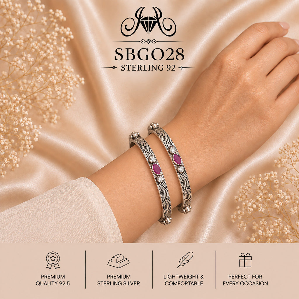 SBGO28 Sterling Silver Bangles wearing
