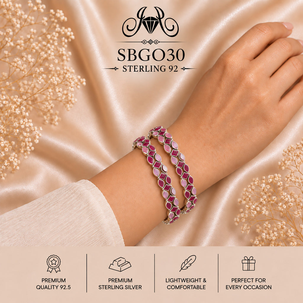 SBGO30 Sterling Silver Bangles wearing