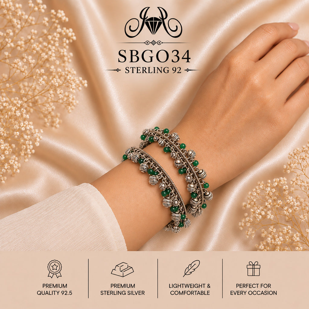 SBGO34 Sterling Silver Bangles wearing