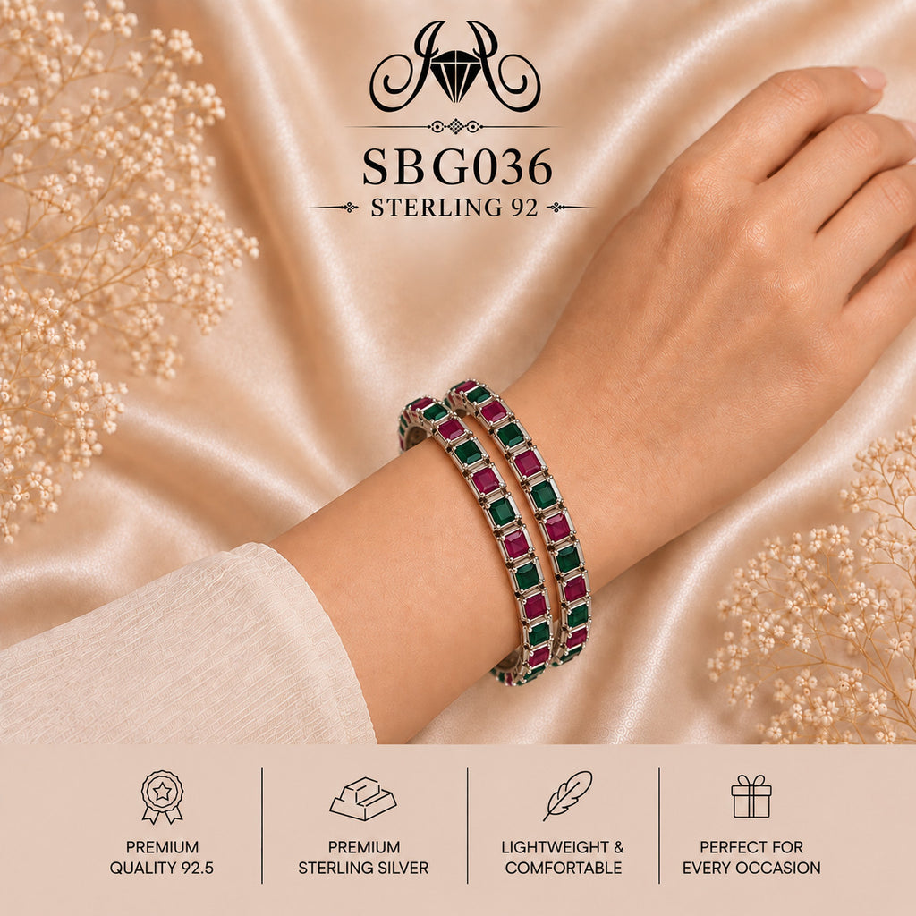 SBGO36 Sterling Silver Bangles wearing