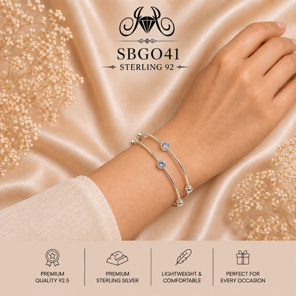 SBGO41 Sterling Silver Bangles wearing