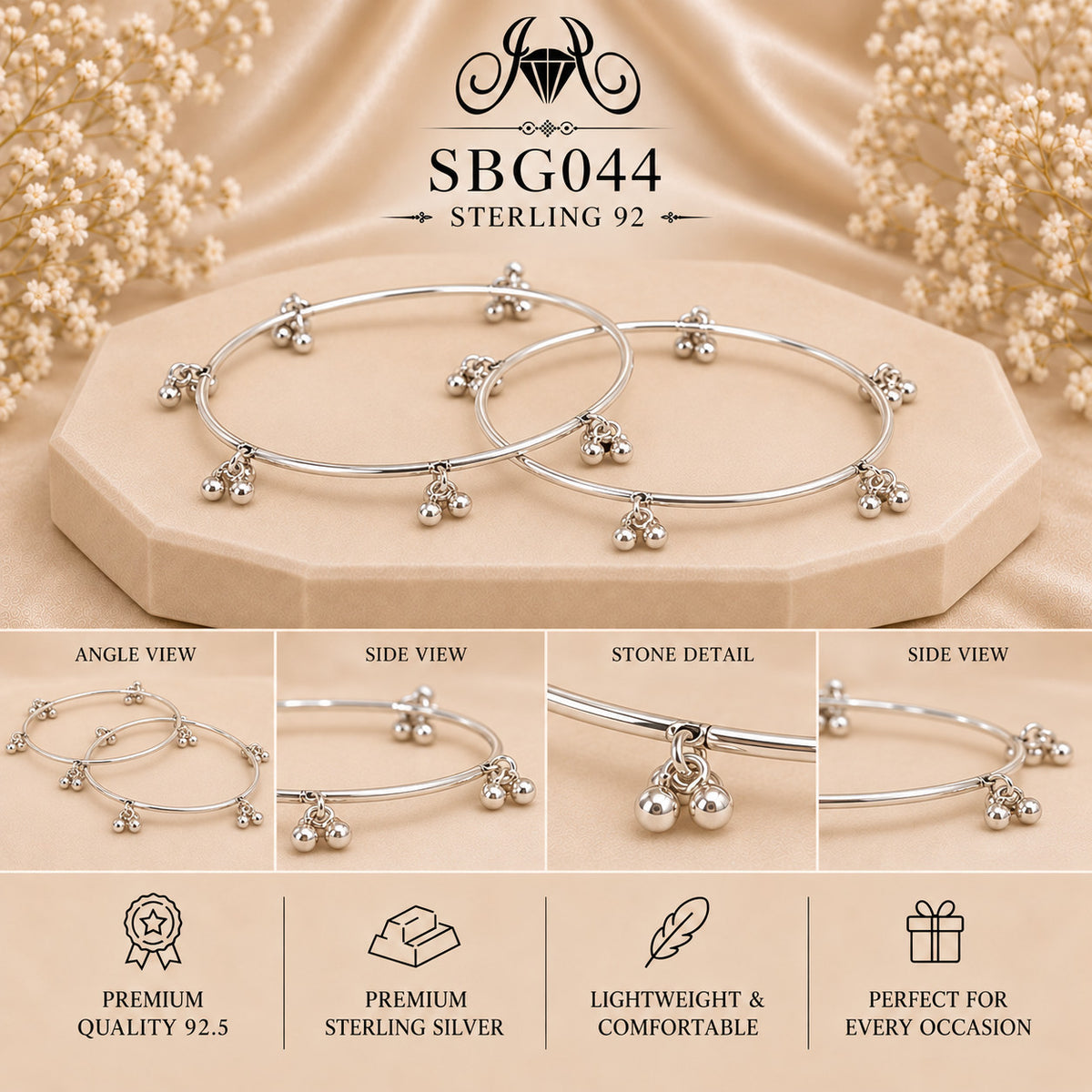 SBGO44 Sterling Silver Bangles collage