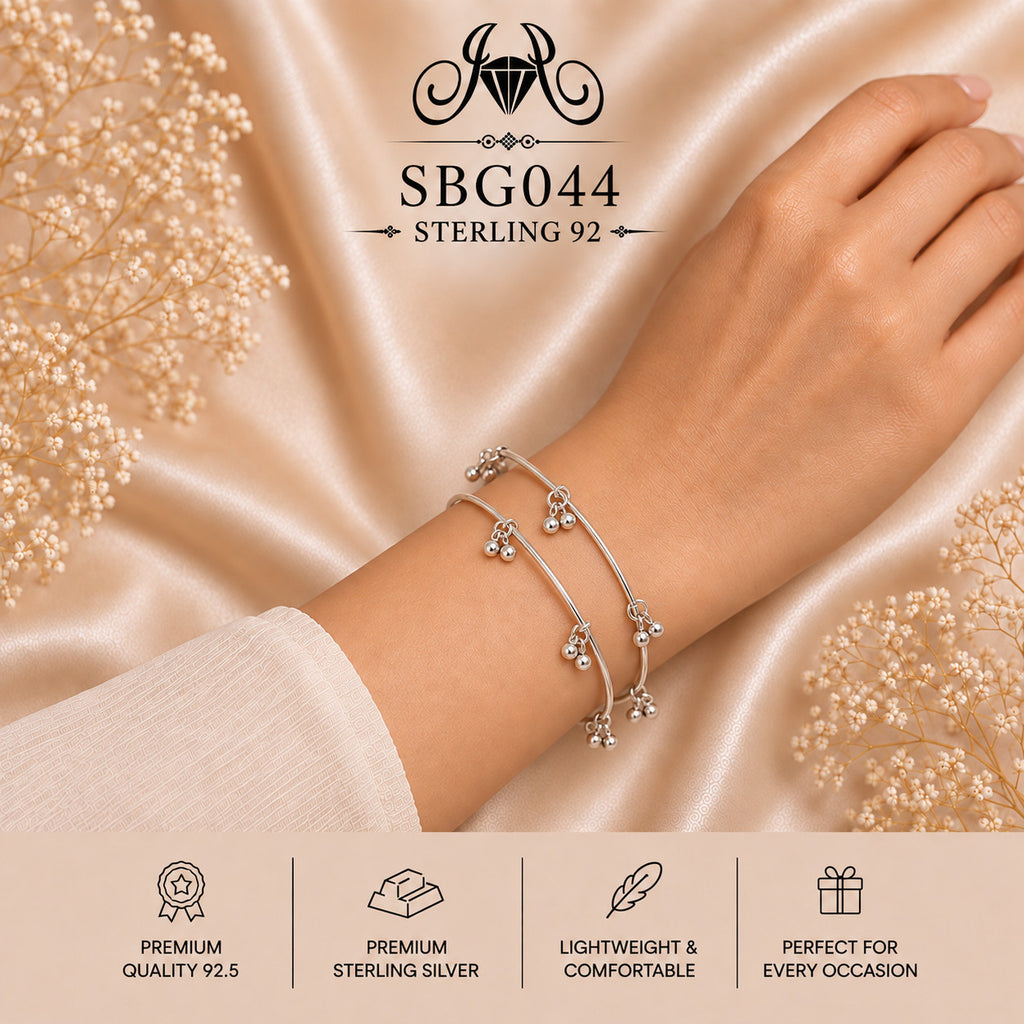SBGO44 Sterling Silver Bangles wearing