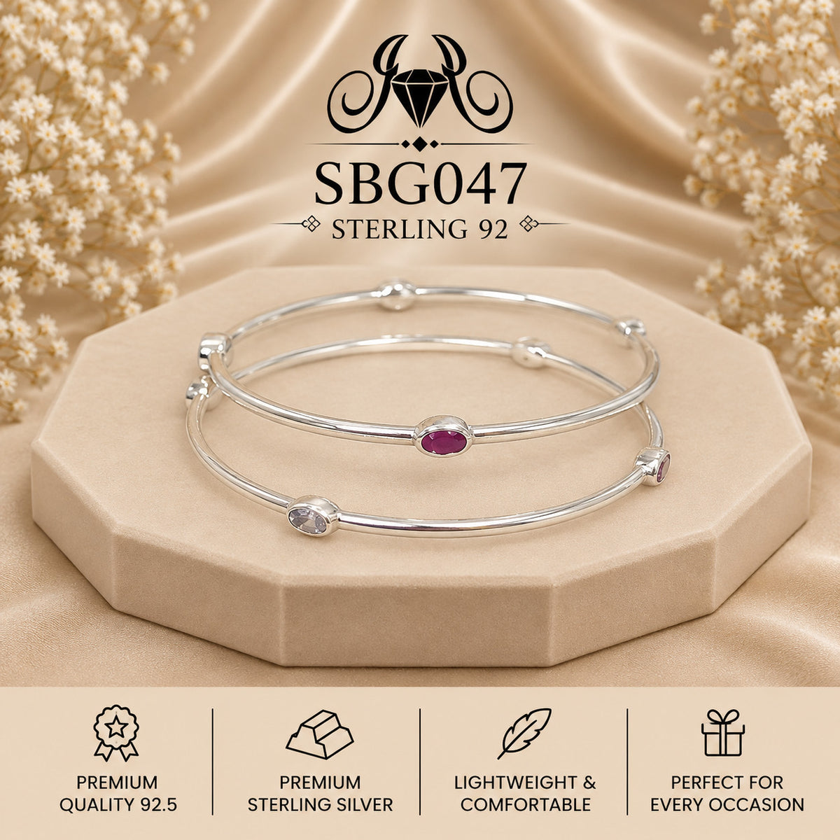 SBGO47 Sterling Silver Bangles portrait