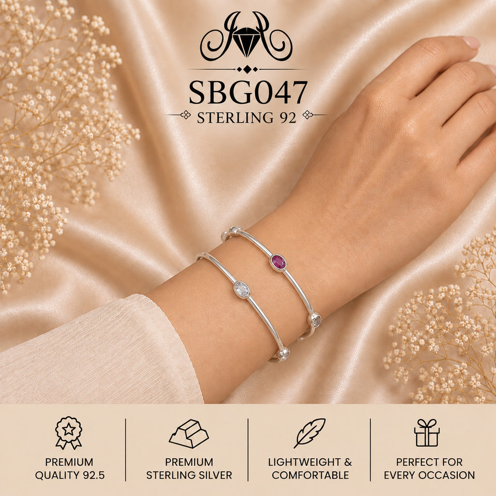 SBGO47 Sterling Silver Bangles wearing
