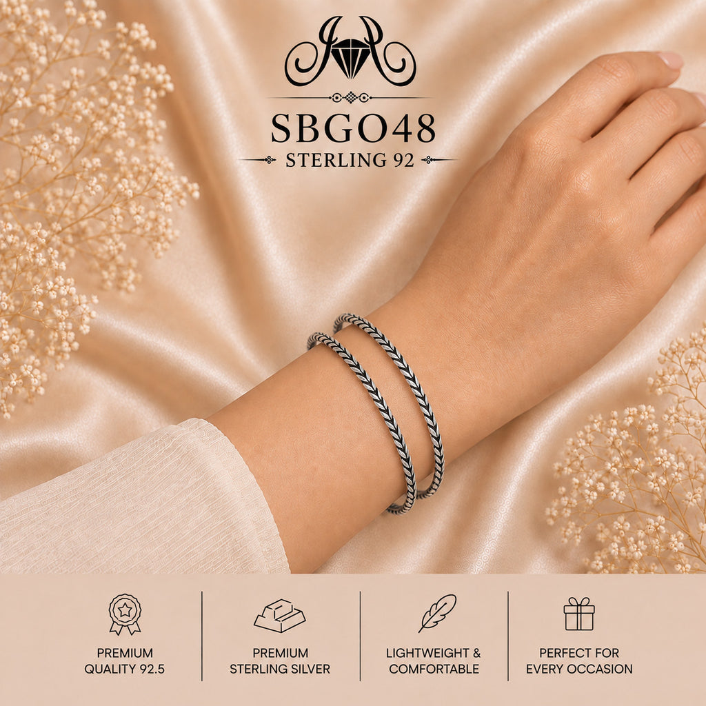 SBGO48 Sterling Silver Bangles wearing