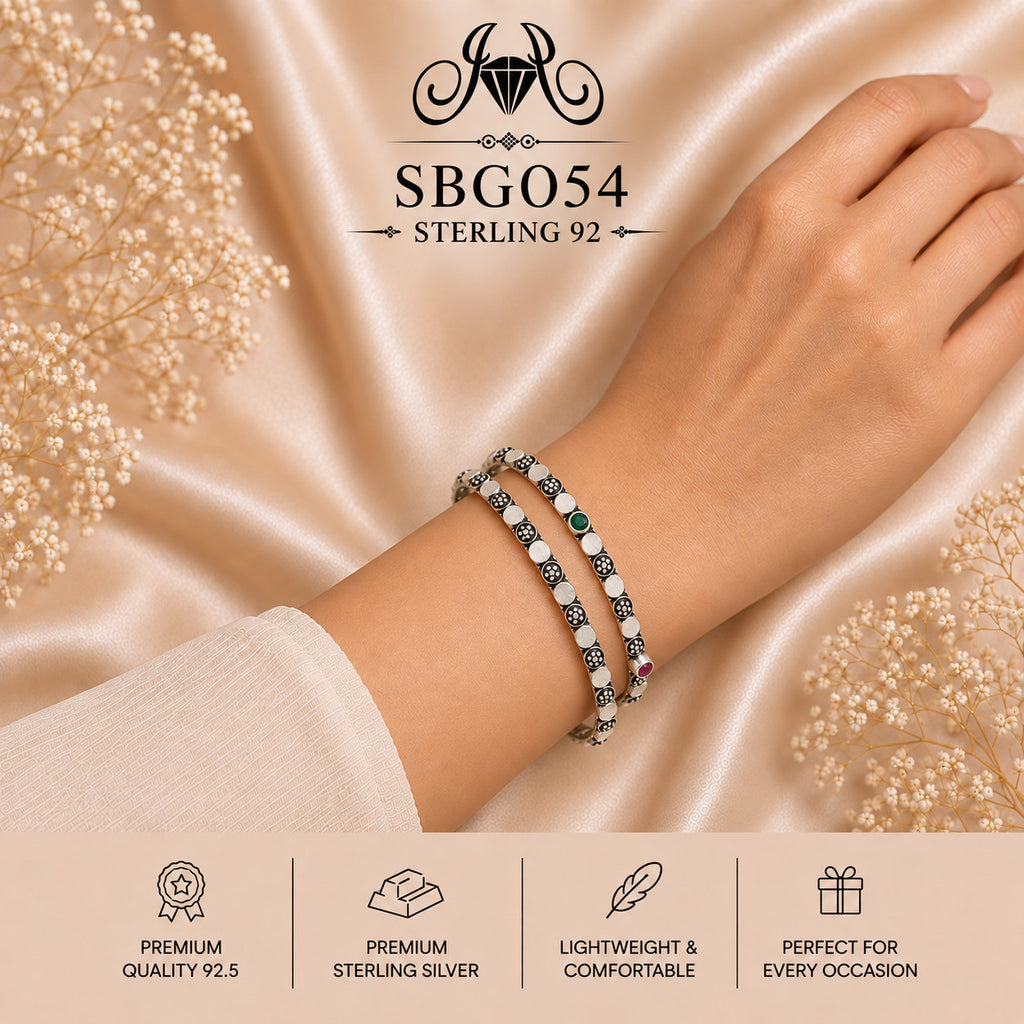SBGO54 Sterling Silver Bangles wearing