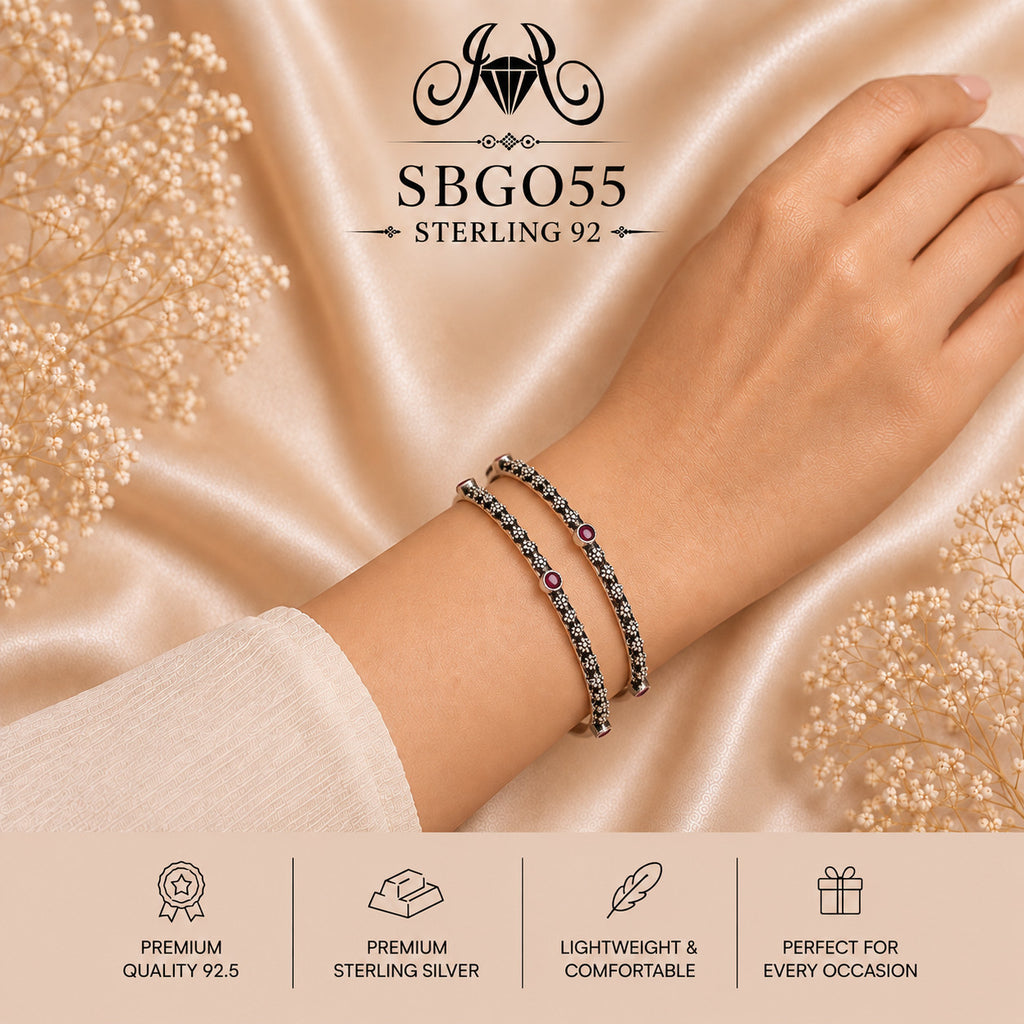 SBGO55 Sterling Silver Bangles wearing