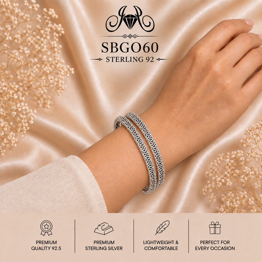 SBGO60 Sterling Silver Bangles wearing