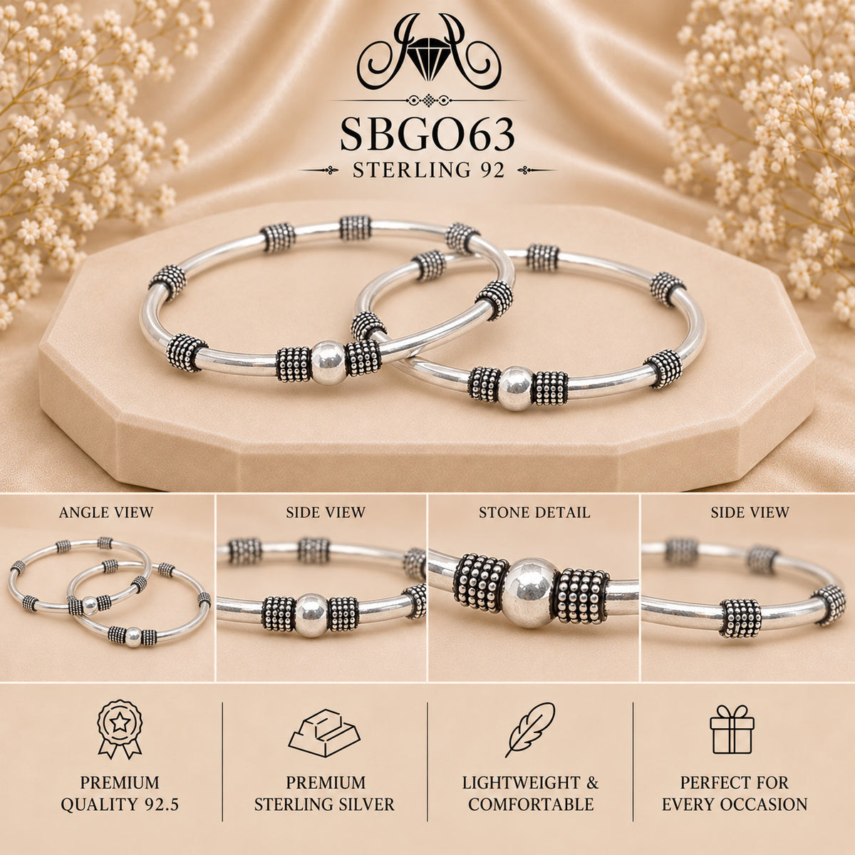 SBGO63 Sterling Silver Bangles collage