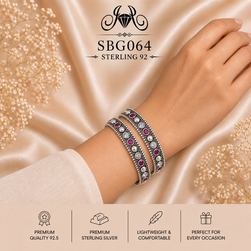 SBGO64 Sterling Silver Bangles wearing