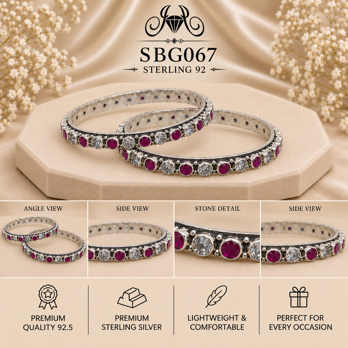 SBGO67 Sterling Silver Bangles collage