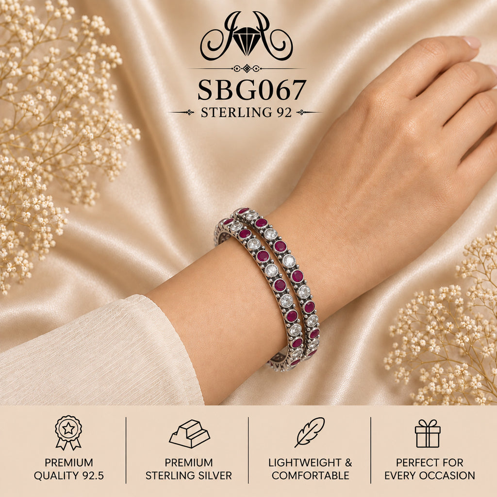 SBGO67 Sterling Silver Bangles wearing