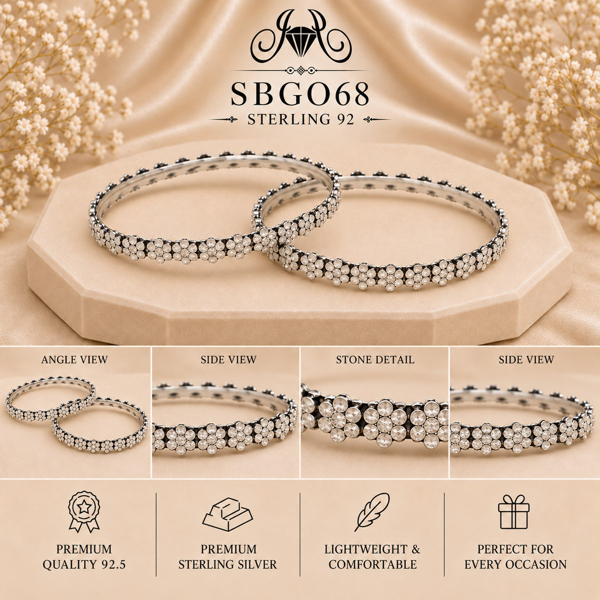 SBGO68 Sterling Silver Bangles collage