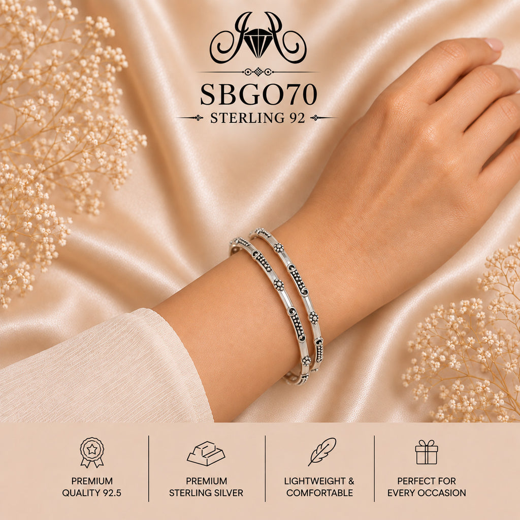 SBGO70 Sterling Silver Bangles wearing