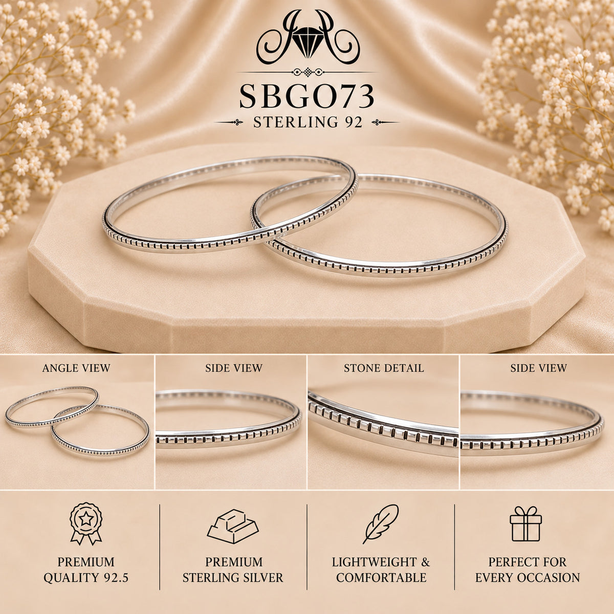 SBGO73 Sterling Silver Bangles collage
