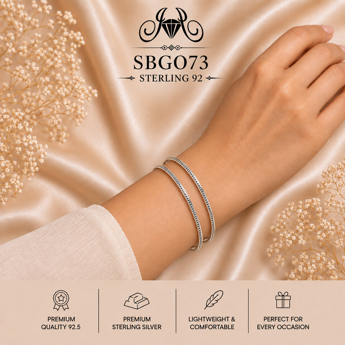 SBGO73 Sterling Silver Bangles wearing