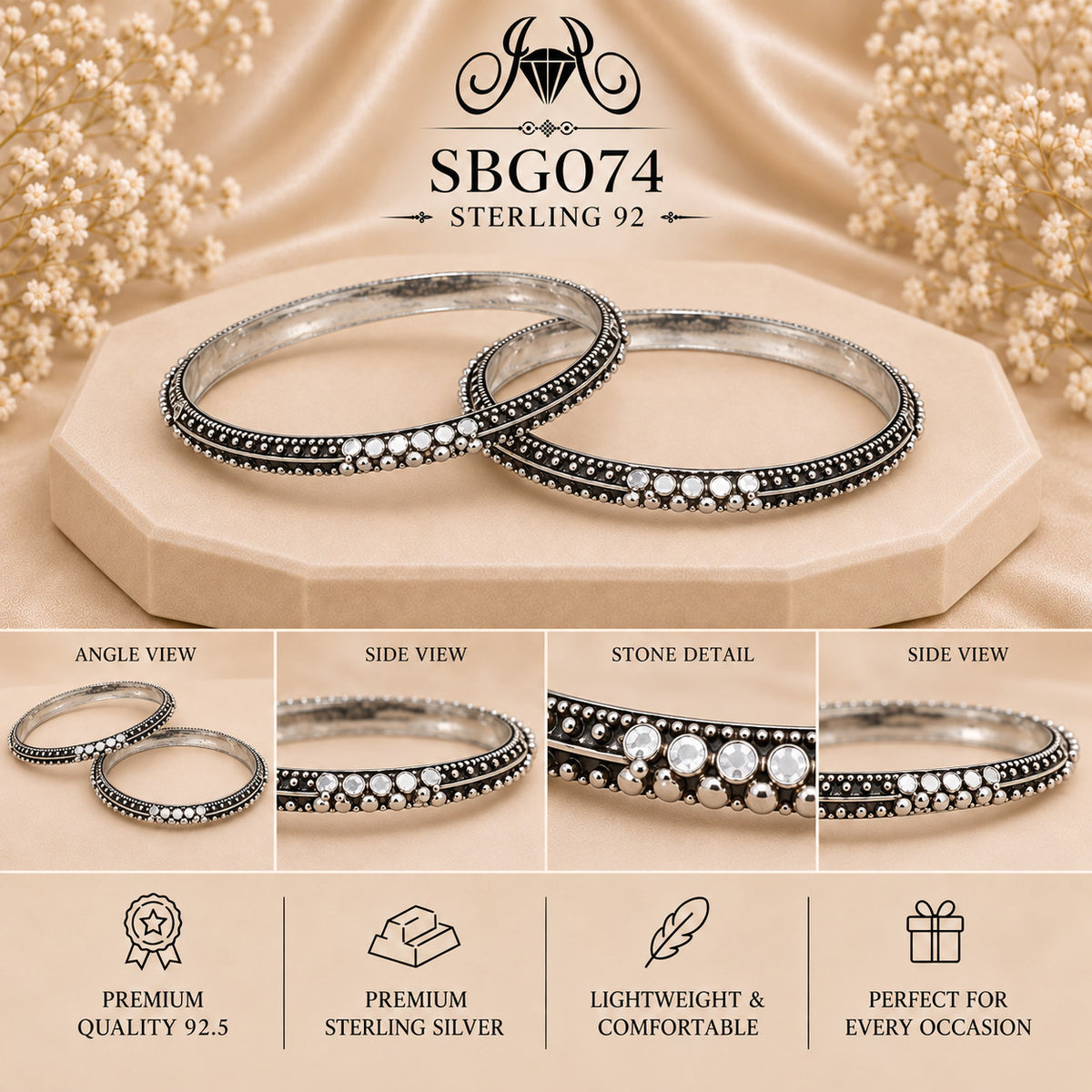 SBGO74 Sterling Silver Bangles collage