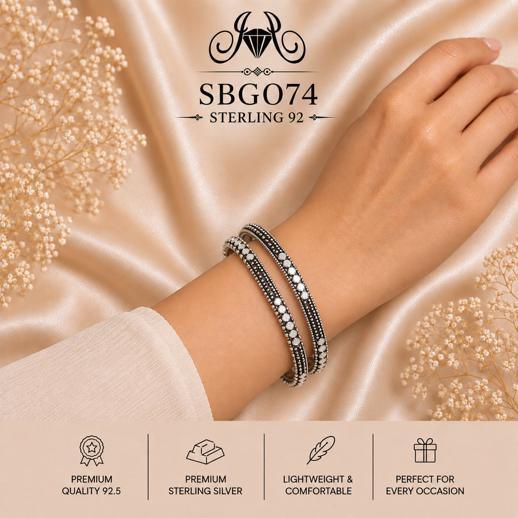 SBGO74 Sterling Silver Bangles wearing
